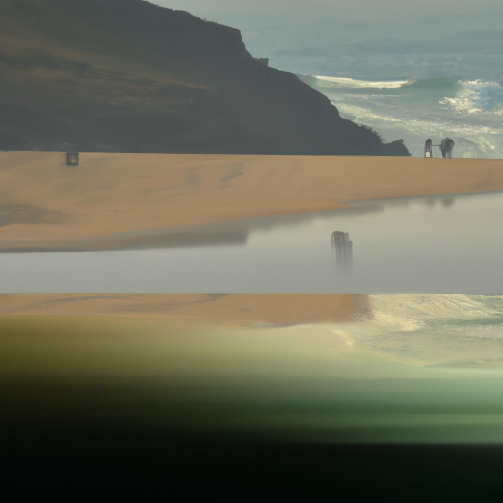 Beyond the shore, tranquil waves beckon calmly in the serene sunshine.