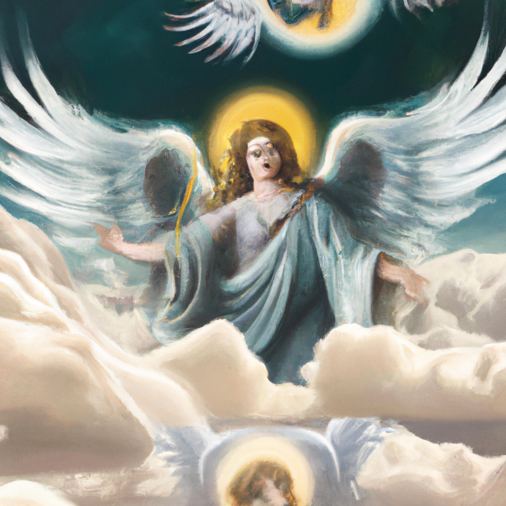 Ethereal brushstrokes bring celestial beings to life in intricate pieces of divine art.