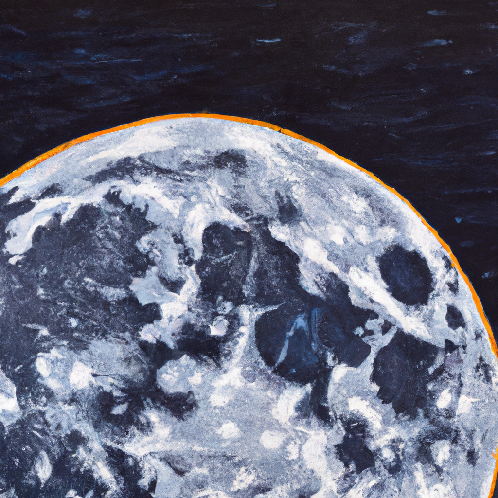 Painting the sky and landscape set the moon