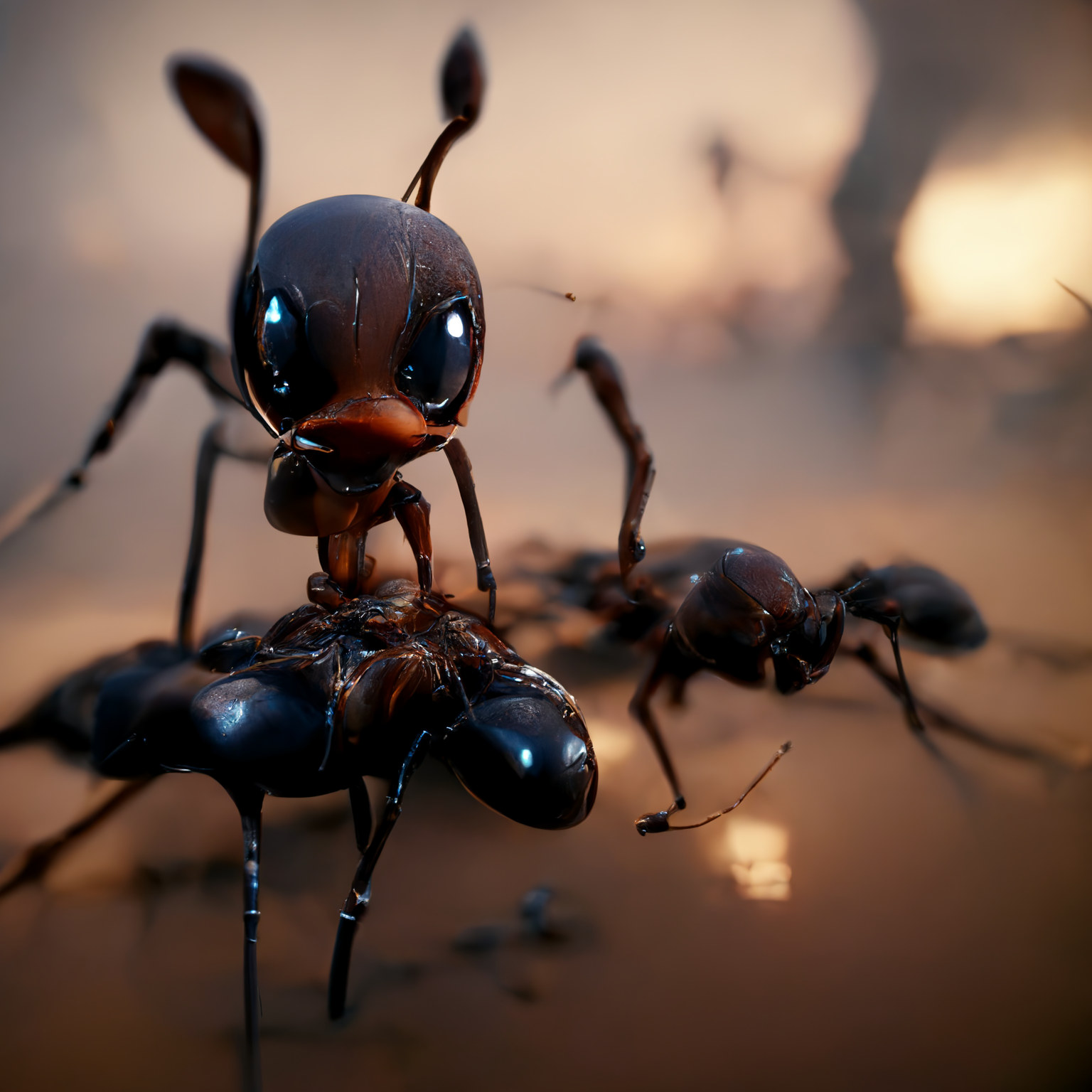 Ant attacking another ant.