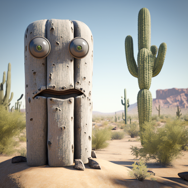 Cactus and a sad looking sign of wood.