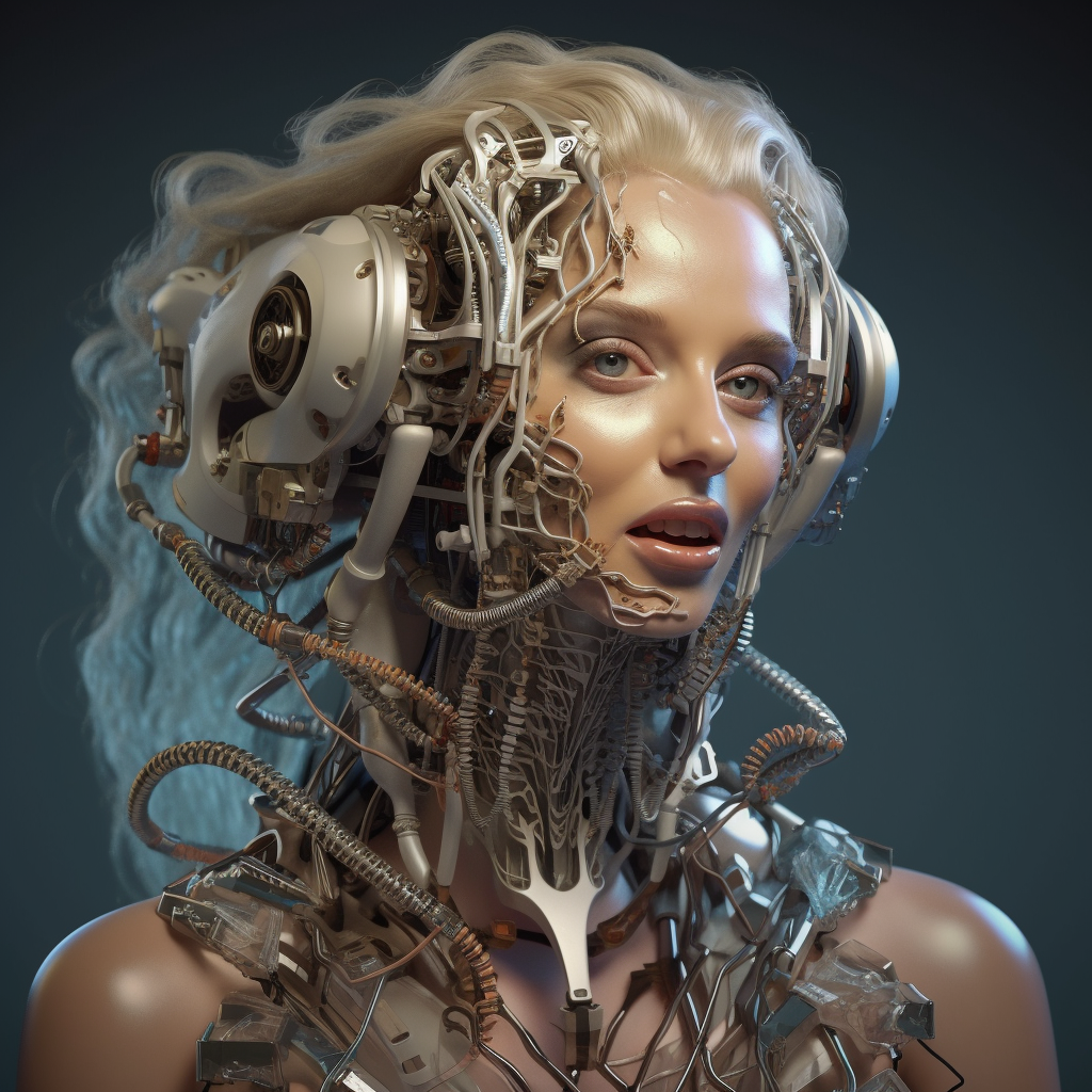 A range of female cyborgs from midjourney v5