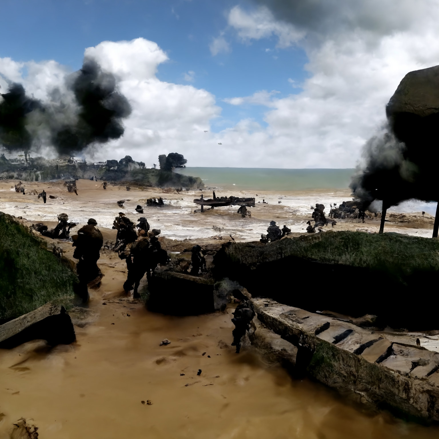 Troops shelter behind objects whilst they gather for the attack.