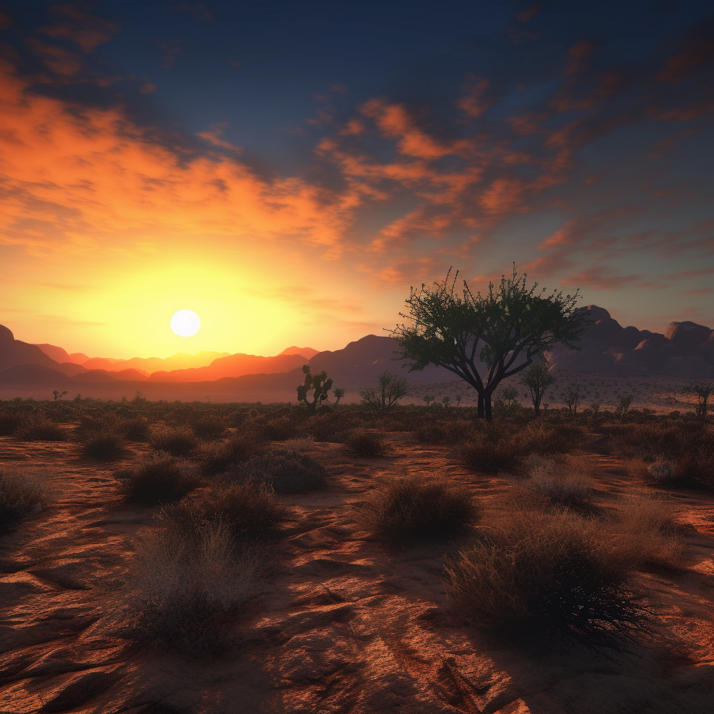 A desert sunset can be described as  complex