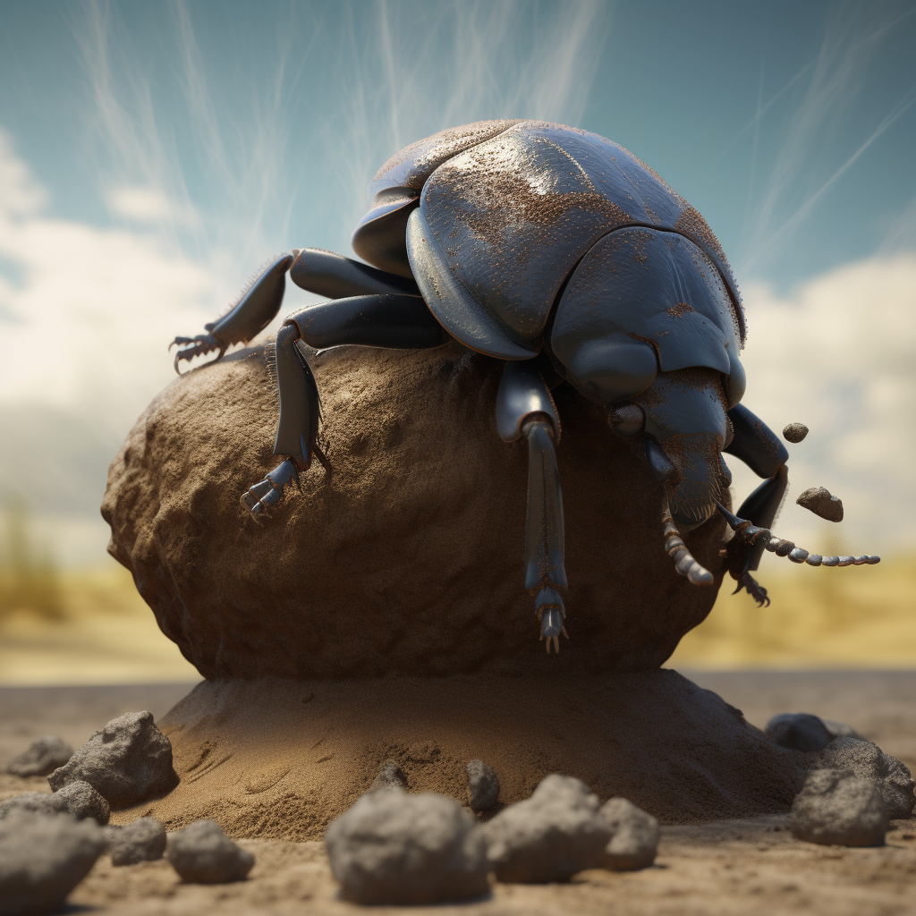 Solitary dung beetle named Emeryd