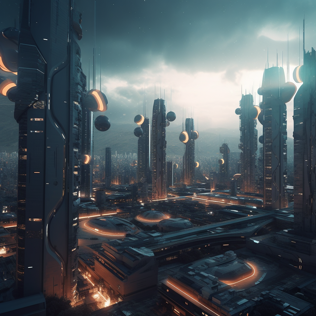 Towering skyscrapers.