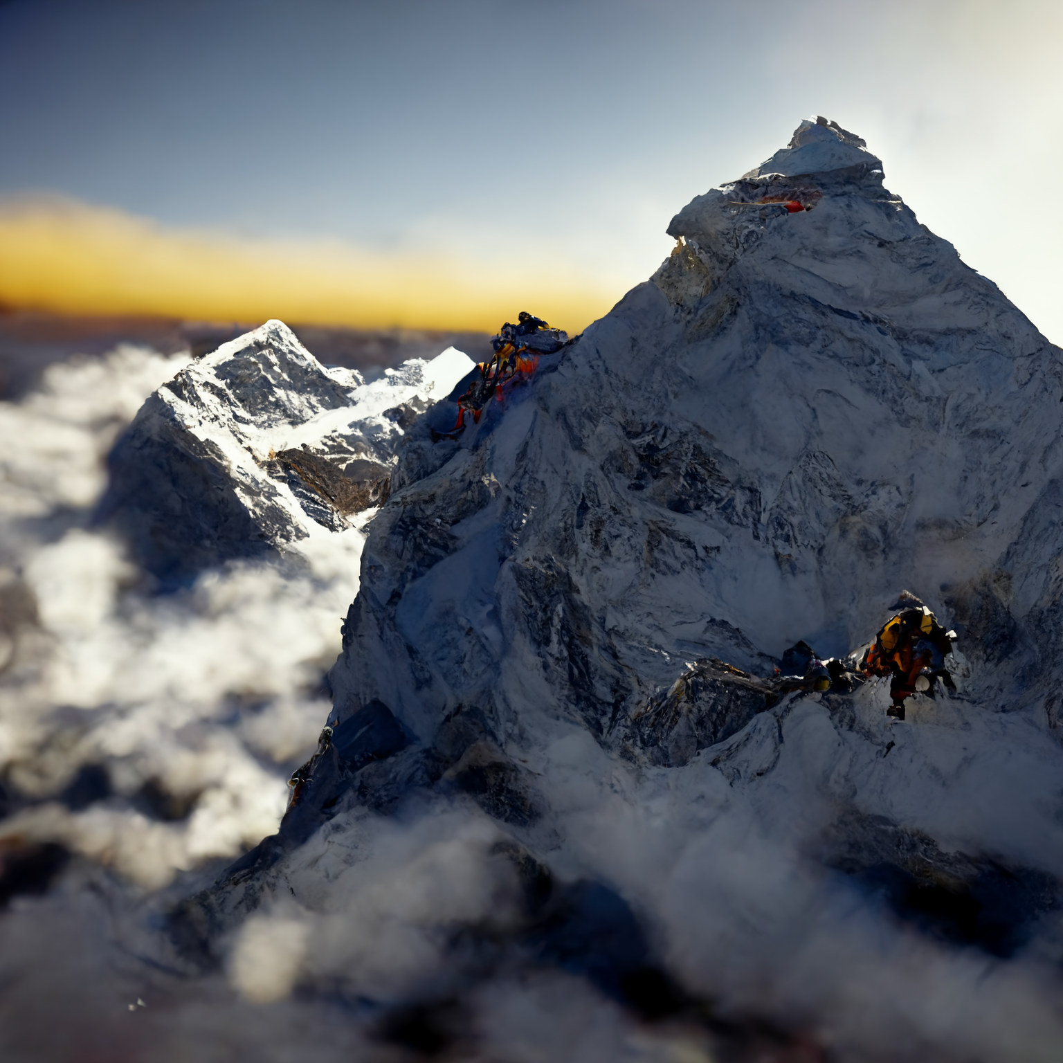 A climber approaches Everest summit.