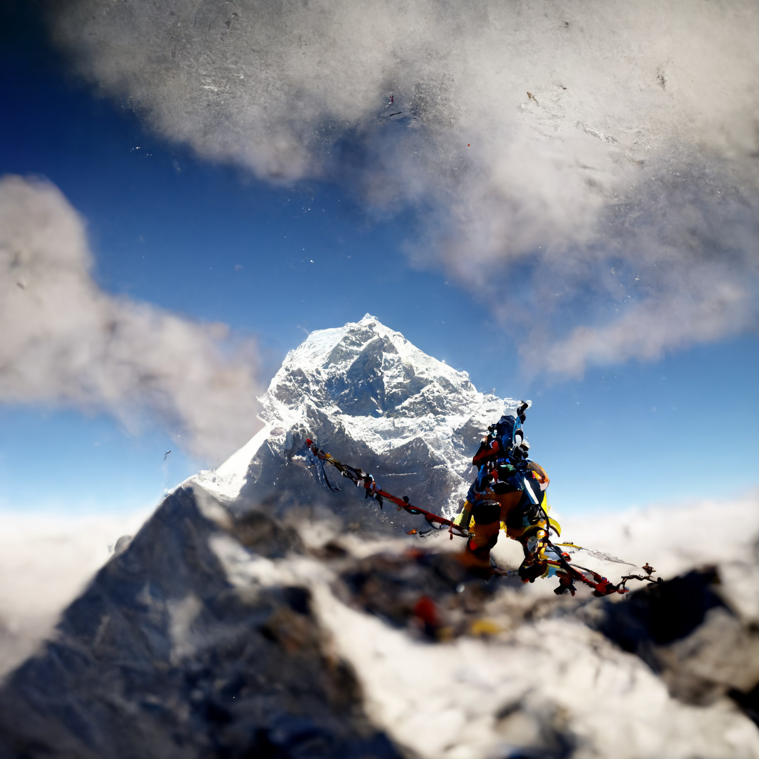 Climbing with ropes.