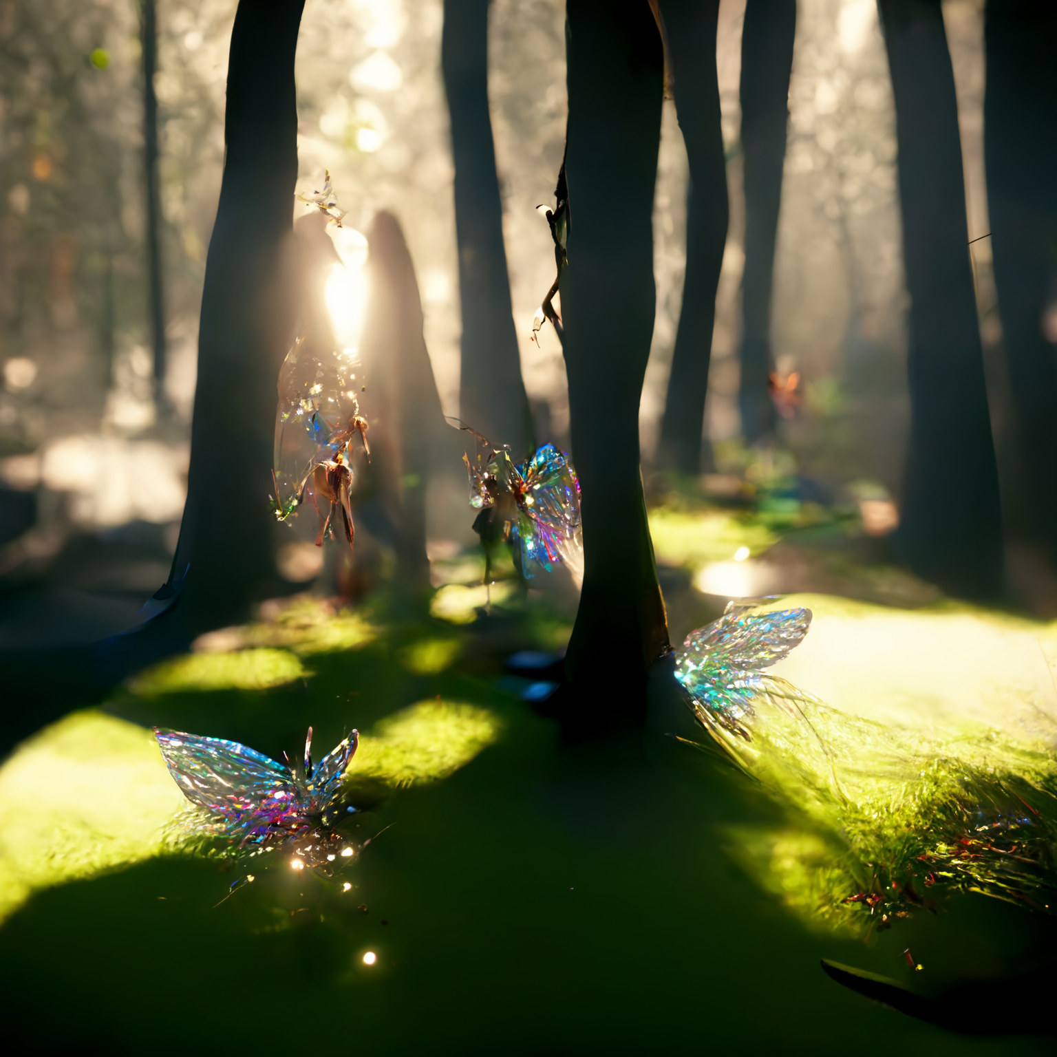 Colourful wings on the fairies.
