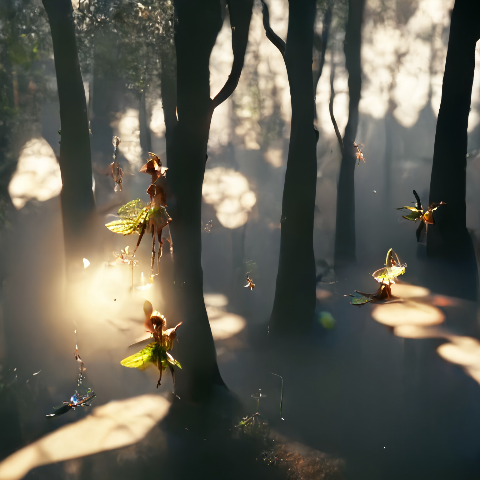 Frolicking in the forest.