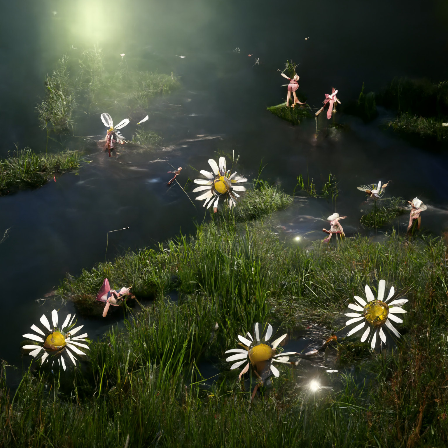 Fairies looking for daisies.