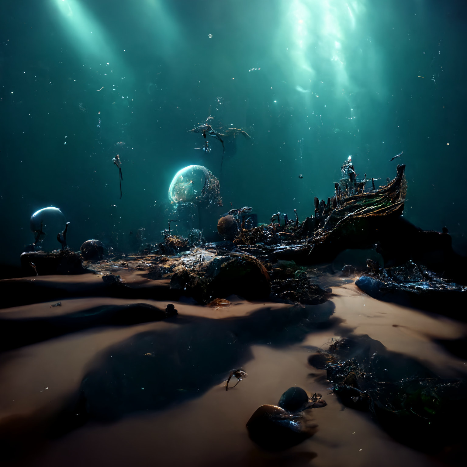 Under the surface view of a world beneath the waves.