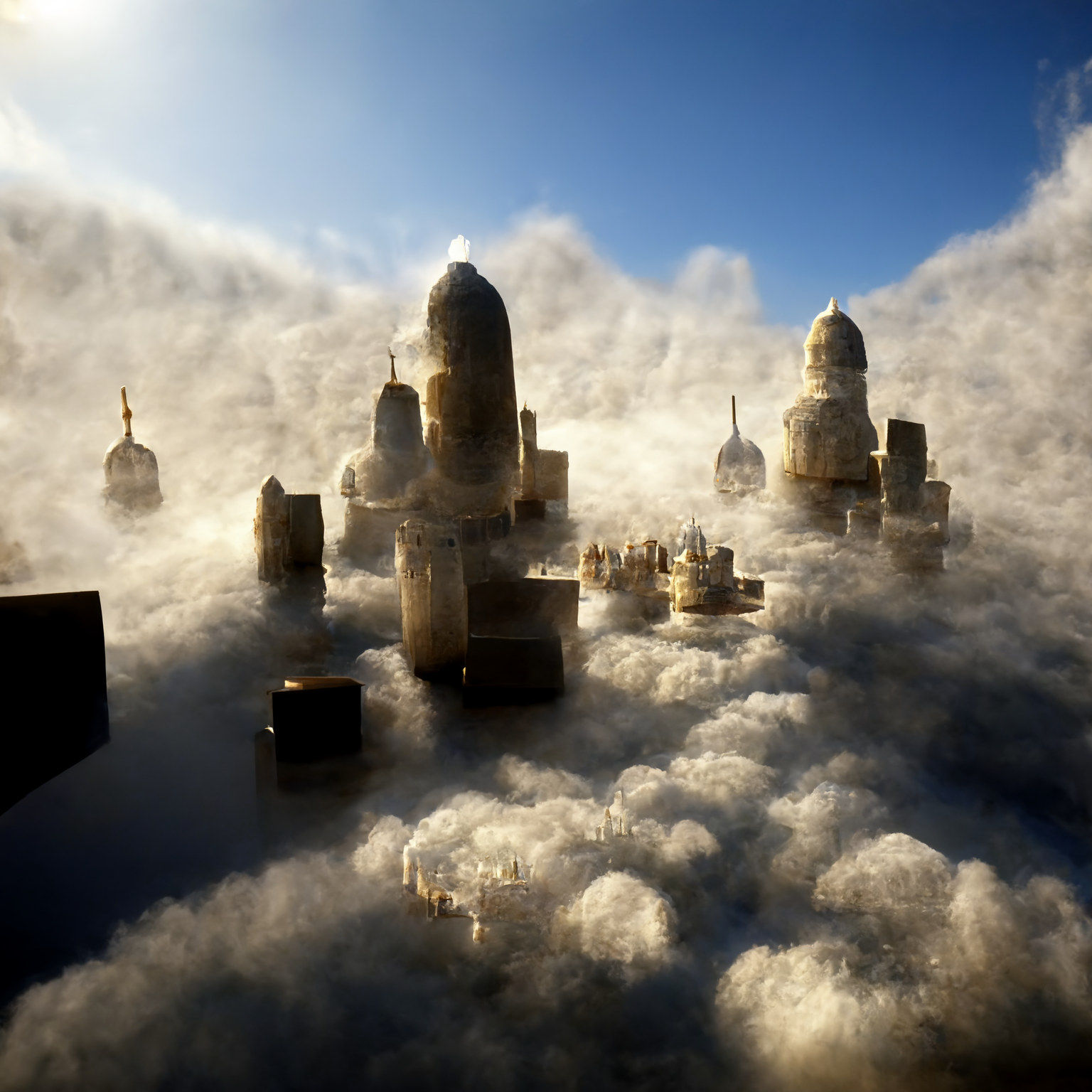 City in the sky spires.