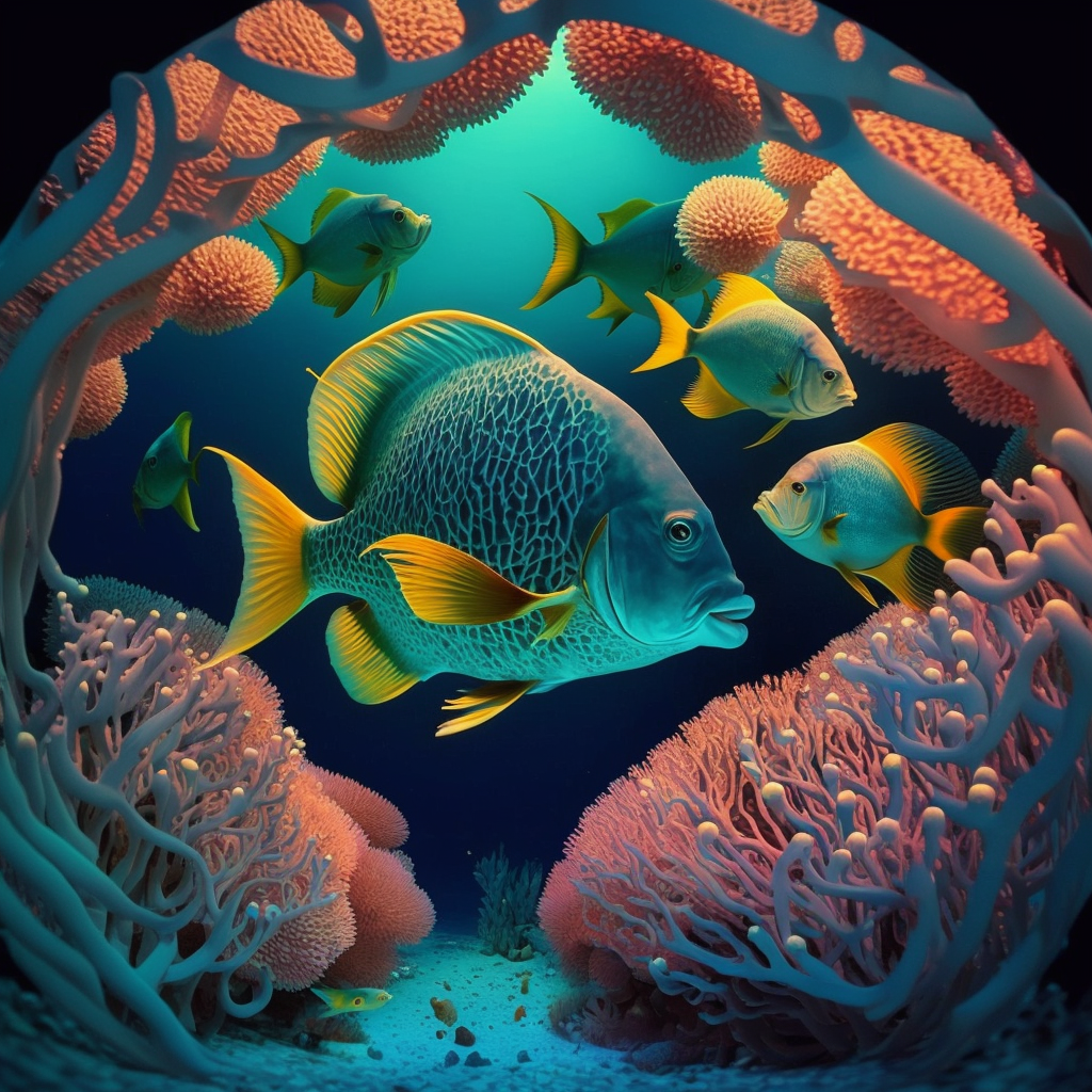 Tropical looking fish in coral ocean.