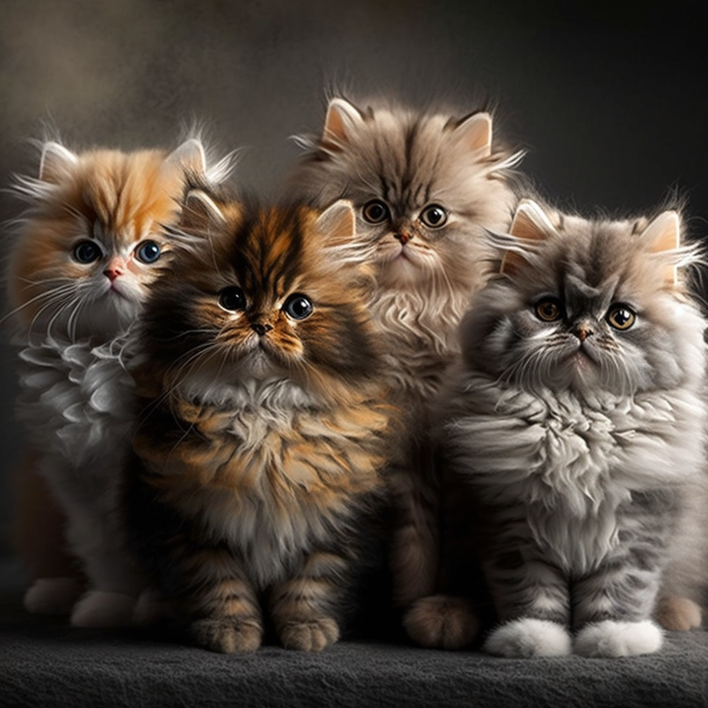 Four AI cats with fluffy fur.