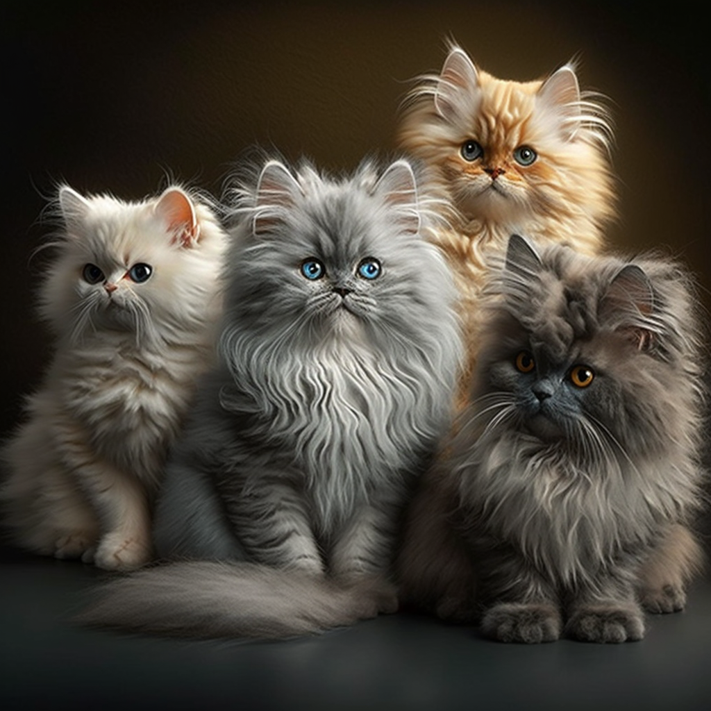 Four more cats snuggling up and being generally cute.