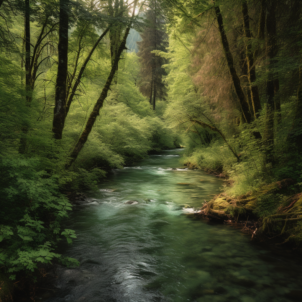 The river remains a constant force in the forest landscape.