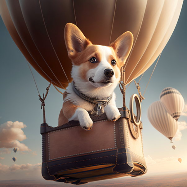 Dog in a balloon