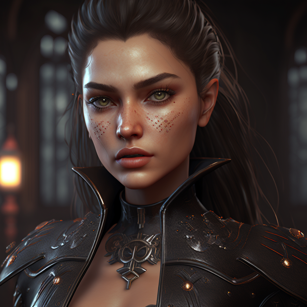 Girl with studs in AI gothic.