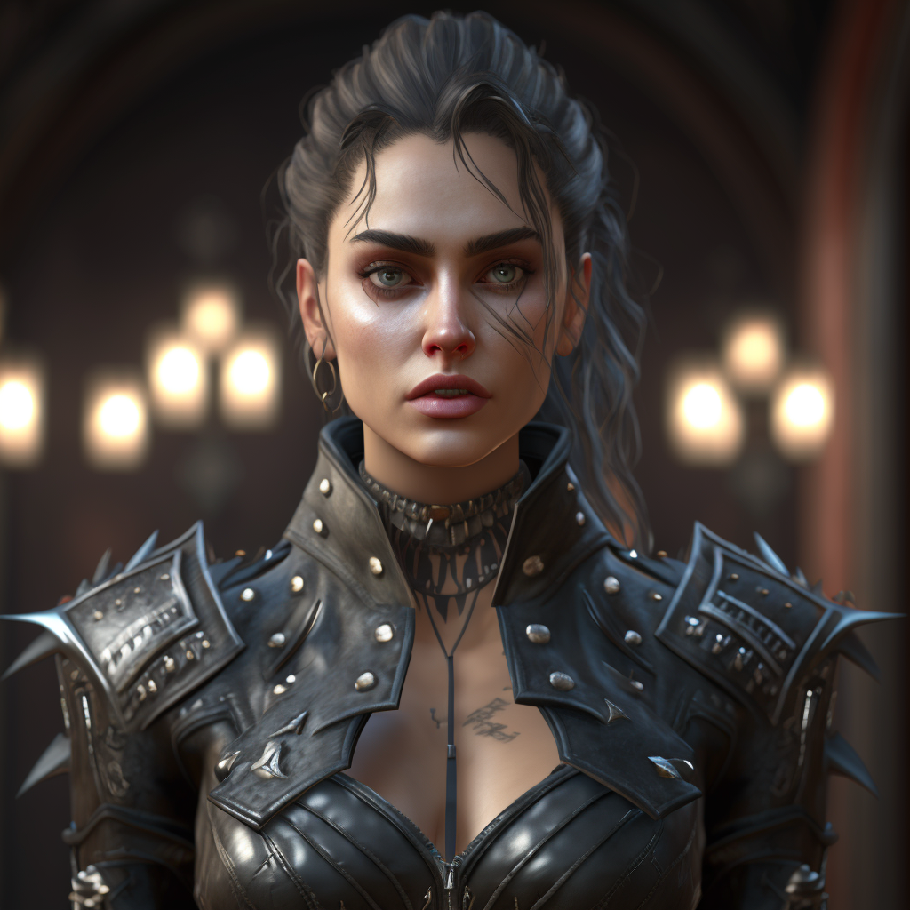 Gothic woman in leather.