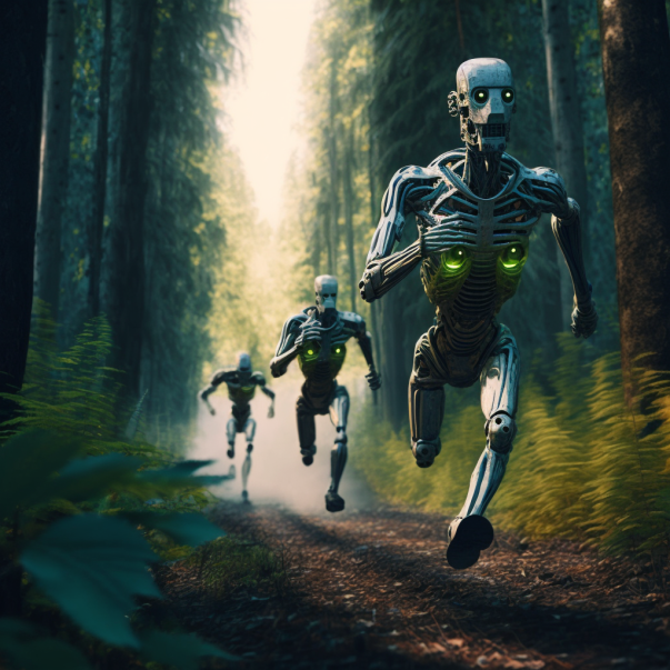 Humanoids running.
