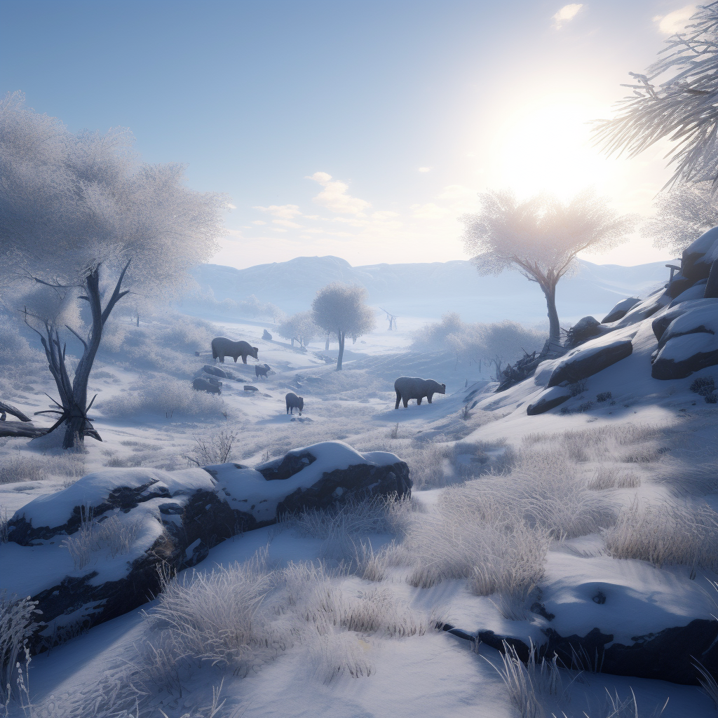 Large mammals like mammoths.