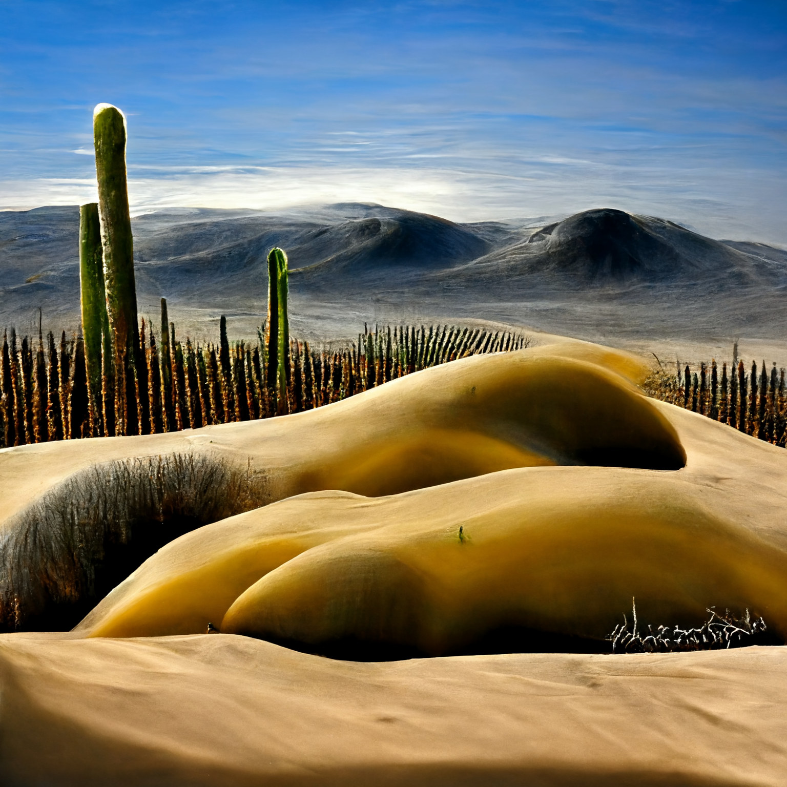 A giant saguaro dominating the dunes.