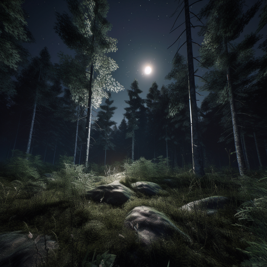 The moonlight in the forest