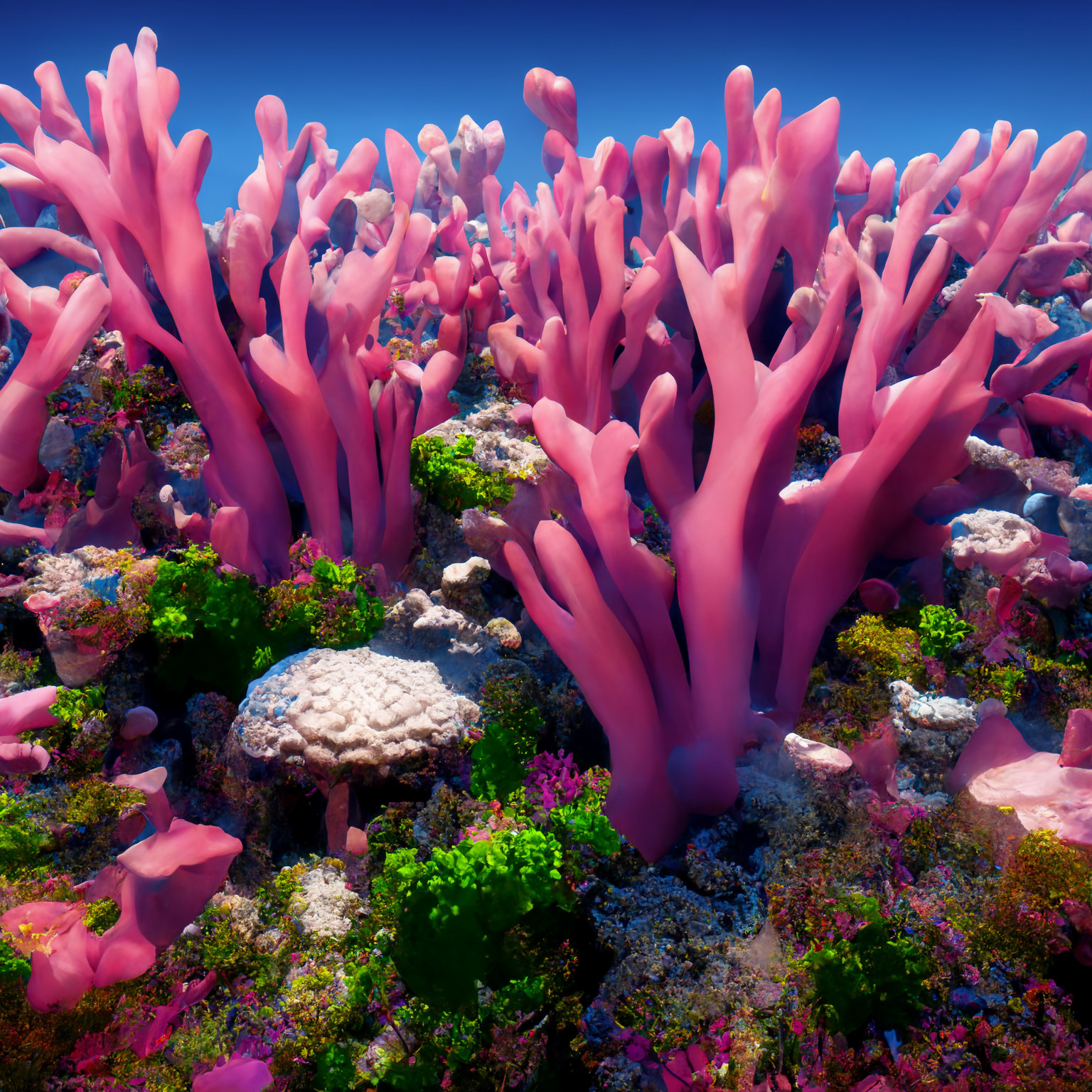A reef showing the purple corals.