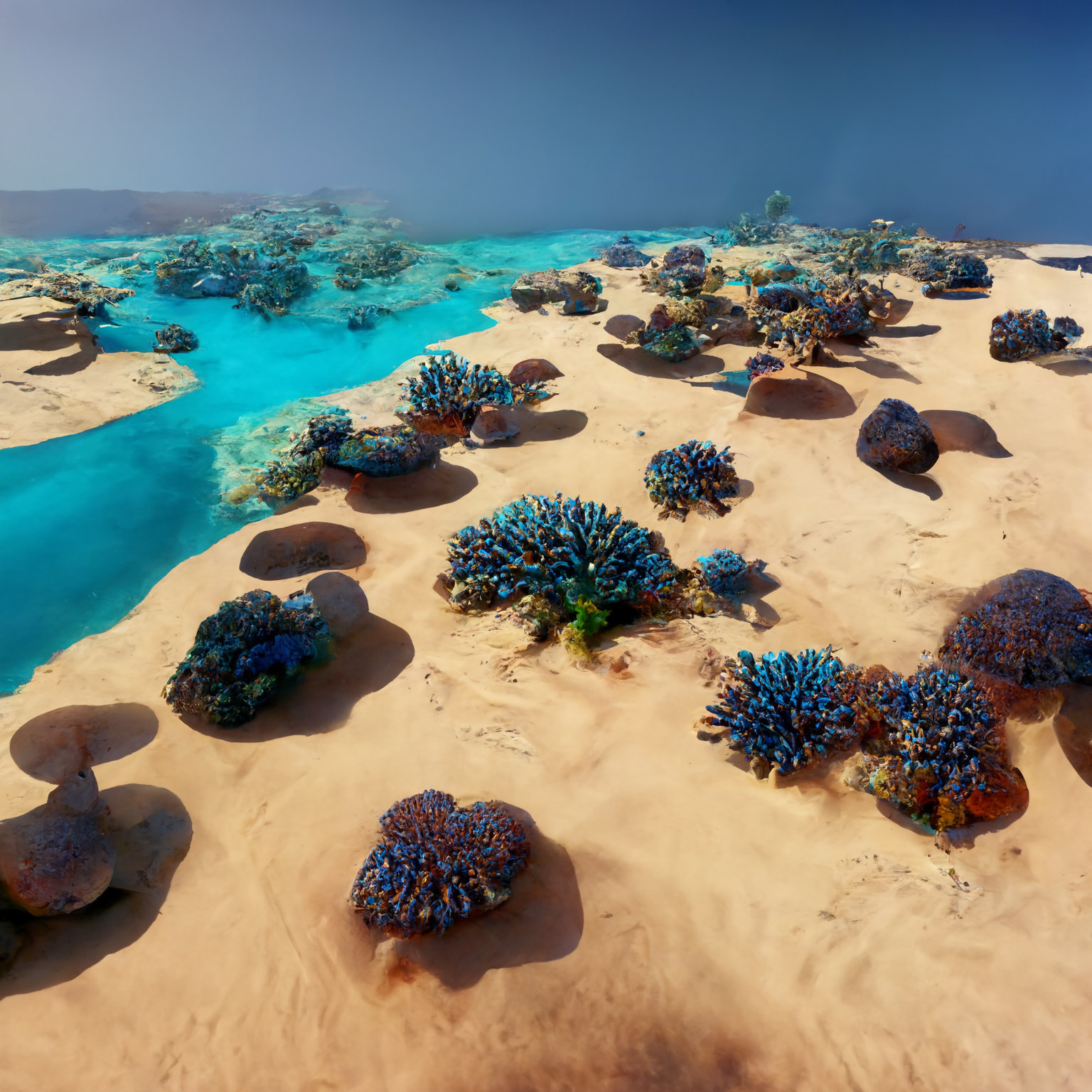 Scene 1 from the beach showing the tide out.