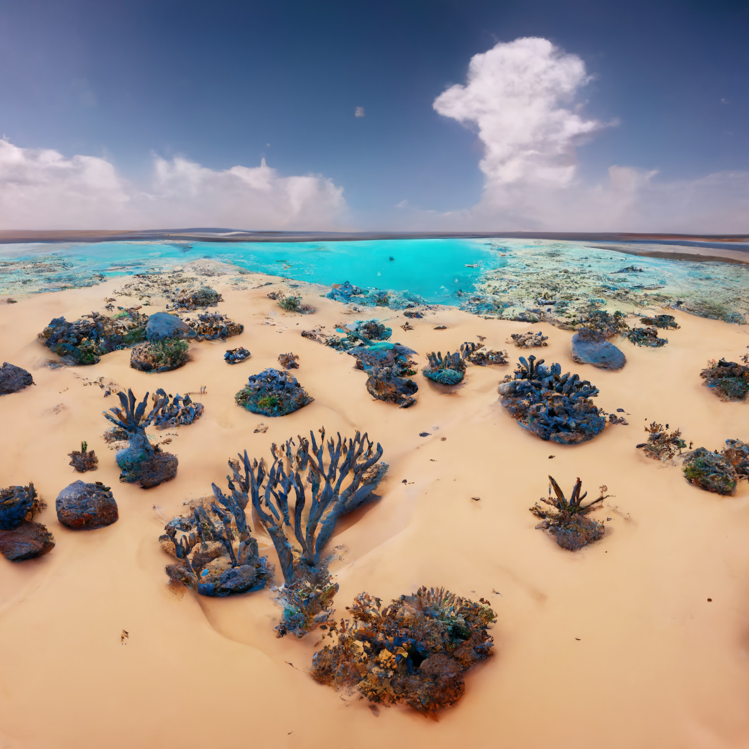 Beach scene again showing the coral tops.