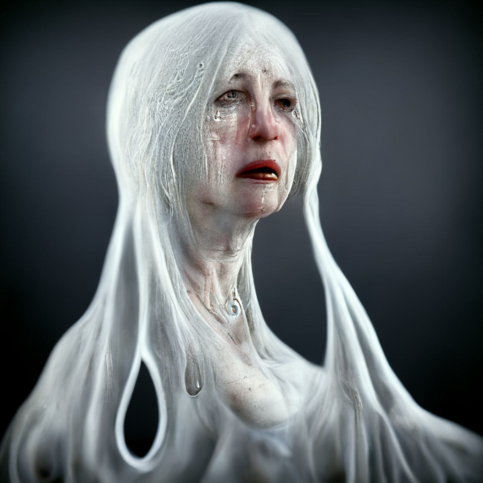 Ghost art with tears and sadness.