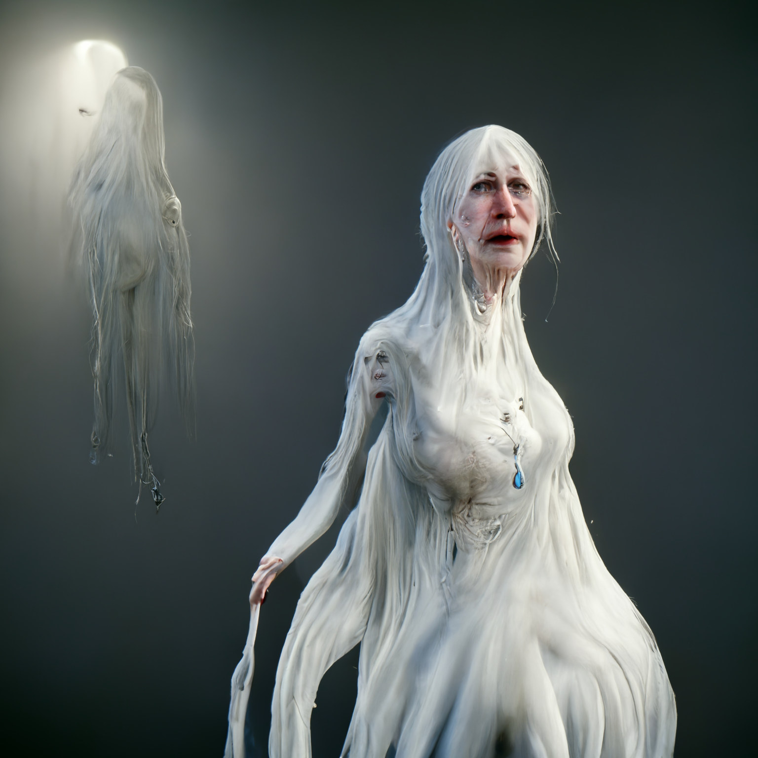 Dead woman with jewelry AI.