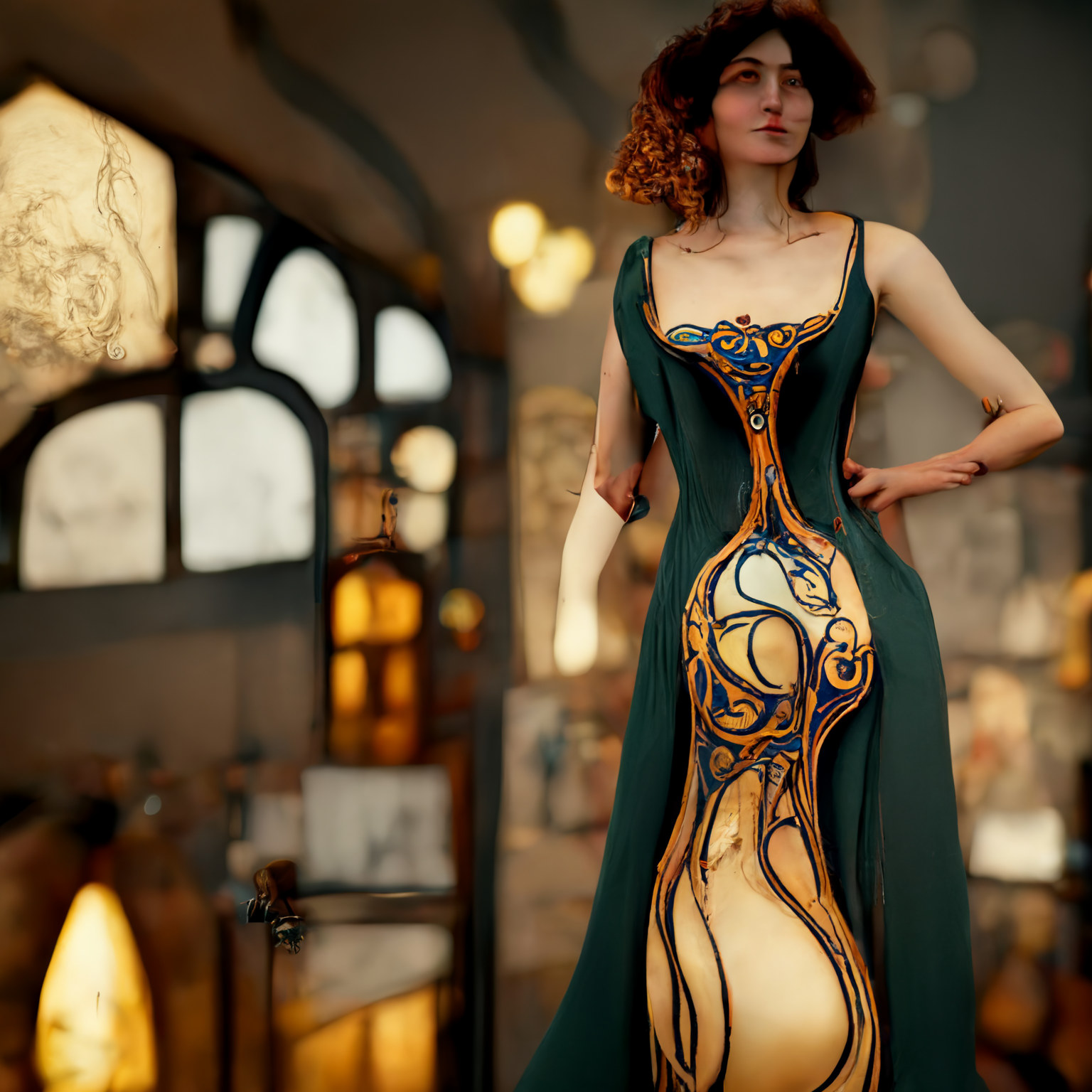 Period lady and background of the years.