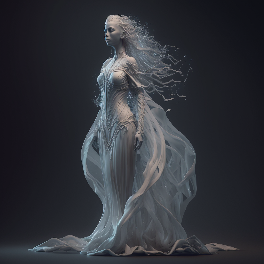 Sad lady ghost in white dress.