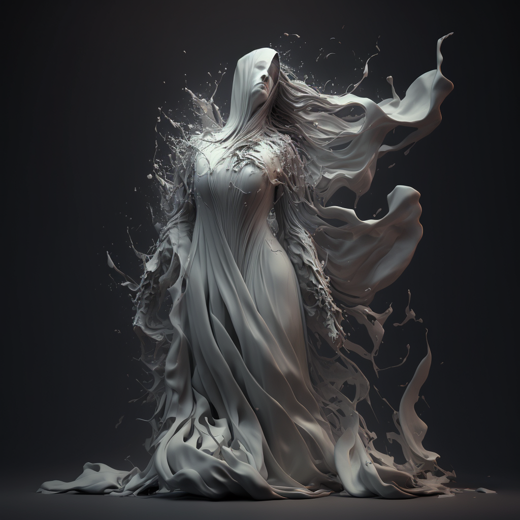 White lady ghost looking upset.