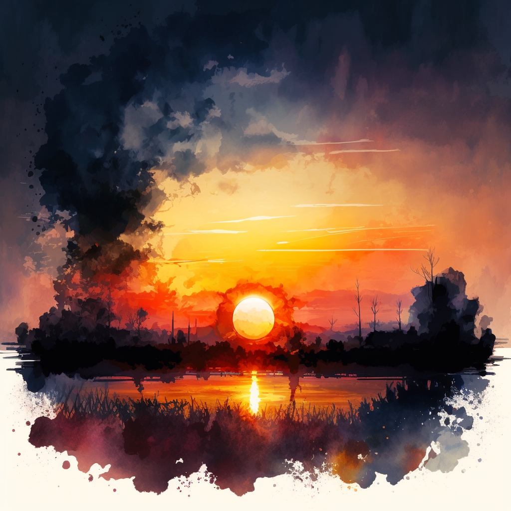 Allow your sunset watercolor to dry