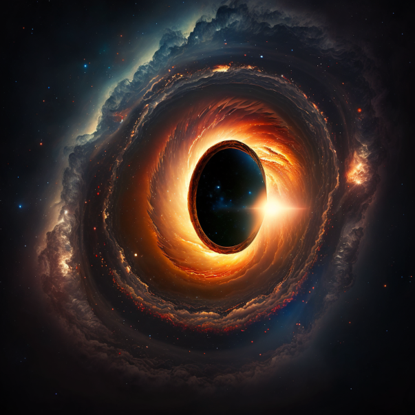 A supermassive black hole in space.