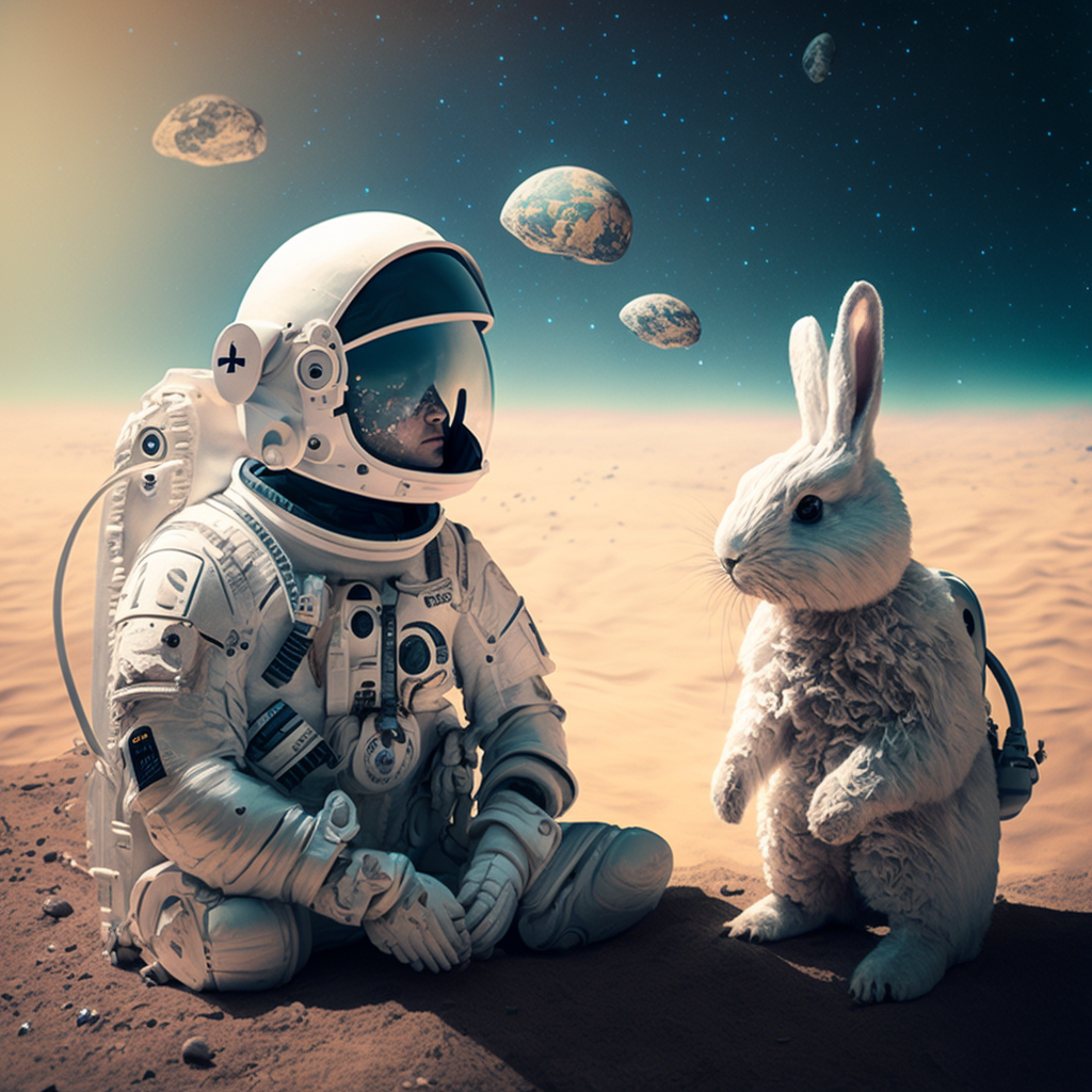 Surreal Spaceman on another world.