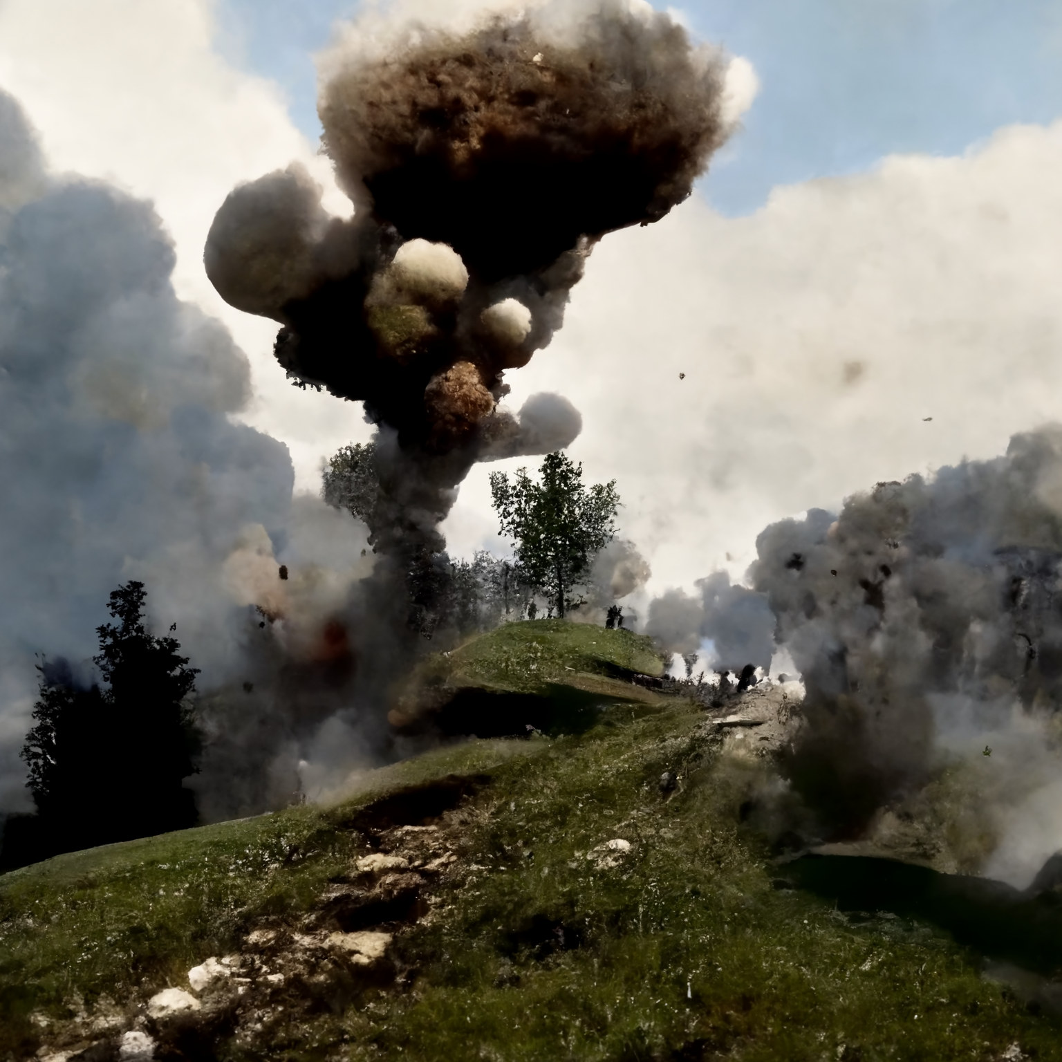 An explosion in the distance is derived from Hill 60.