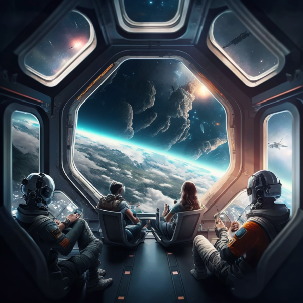 Space views but people are on phone.